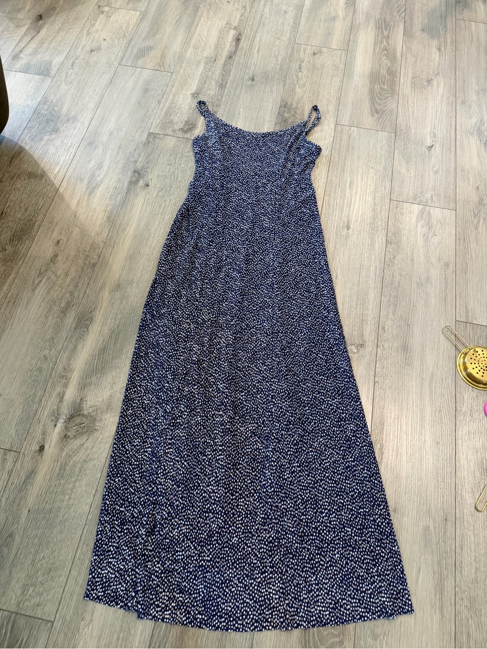 Free People Navy and White Spotted Maxi Dress